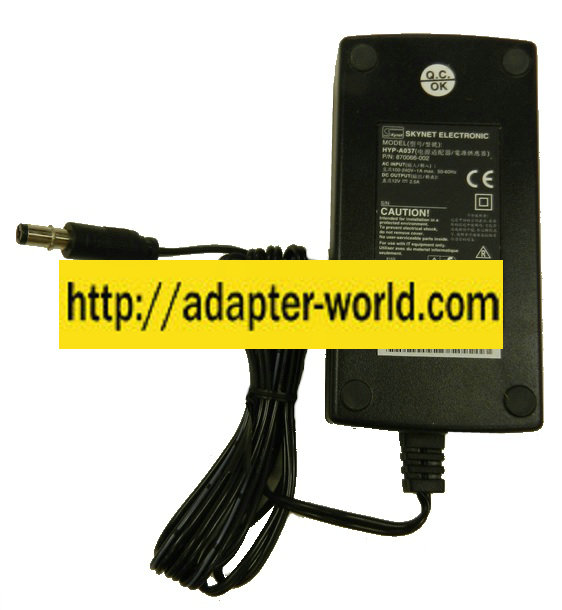 SKYNET HYP-A037 AC ADAPTER 5VDC 2400mA New -( ) 2x5.5mm Straigh - Click Image to Close